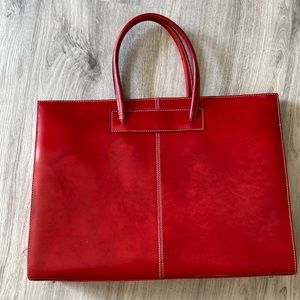 Italian red leather briefcase